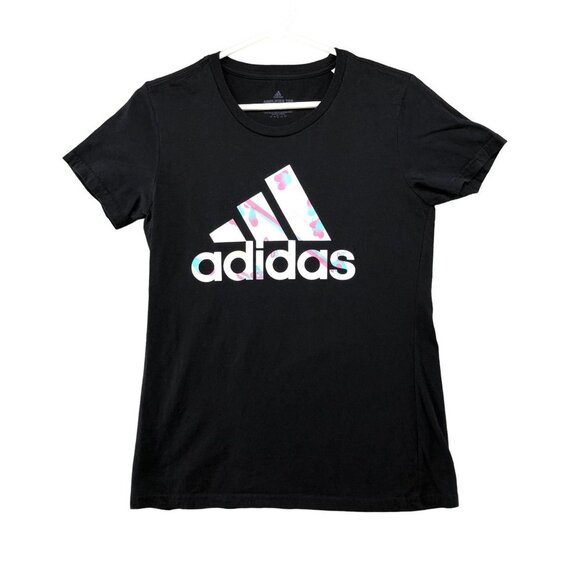 adidas Tops - Adidas Black‎ T Shirt Womens S Short Sleeve Crewneck White Logo Cotton
